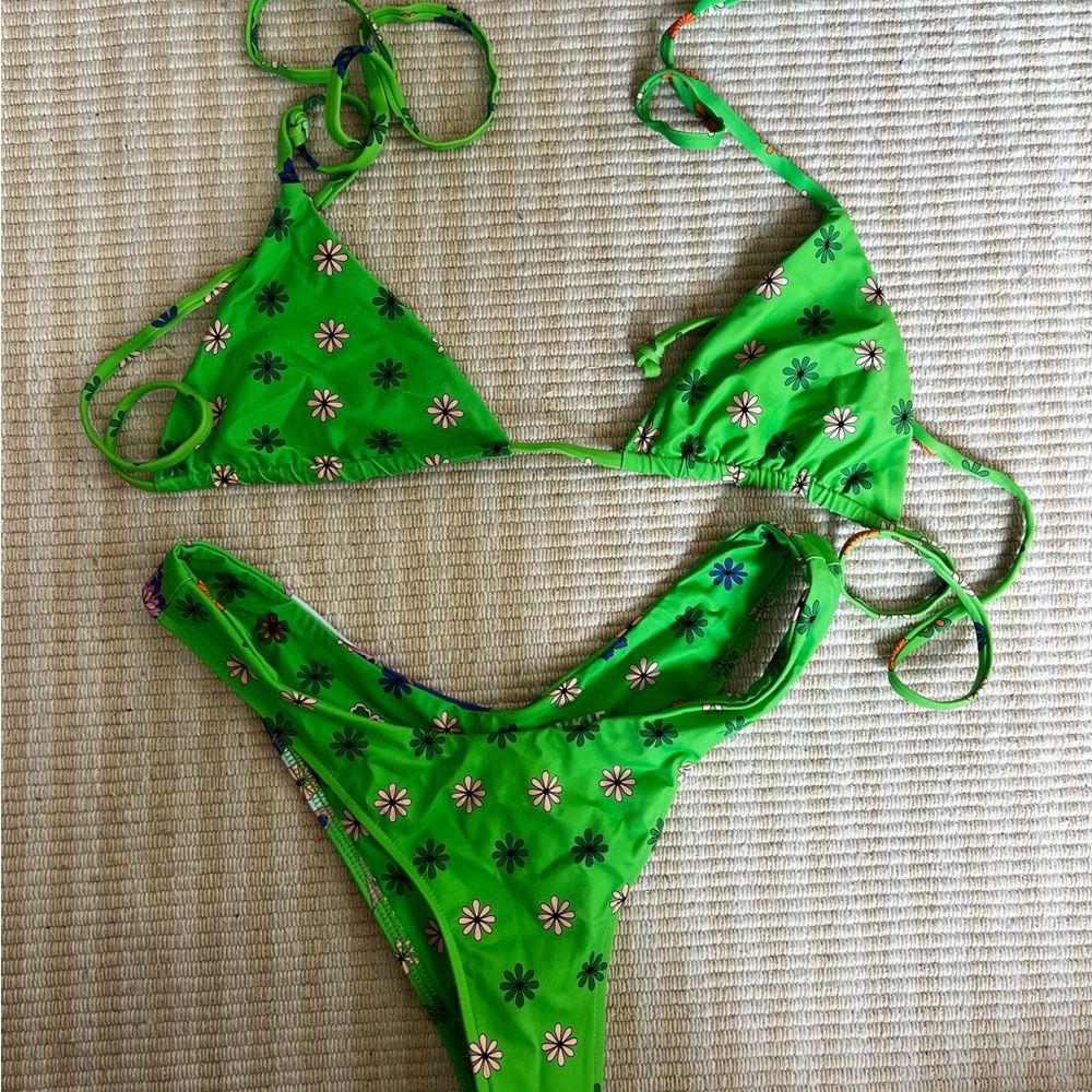 Frankie's Bikinis Green Floral Bikini